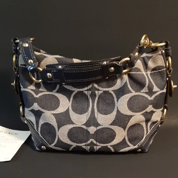 Coach Signature Denim Navy Shoulder Bag - Picture 5 of 14
